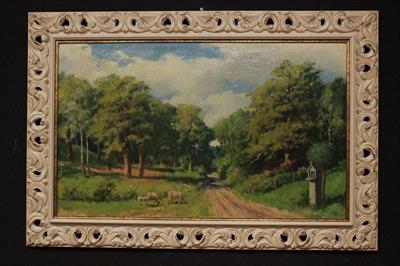 Quadro olio su tela di paesaggio firmato A. Fivet 139x94 cm