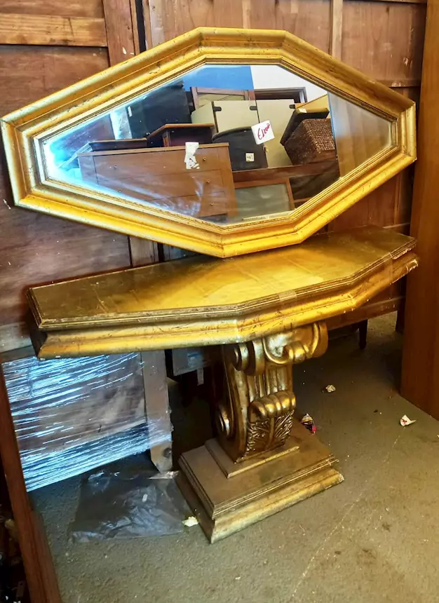 Console con specchio stile impero - 24180, colore Colore oro, in legno massello - Foto 4