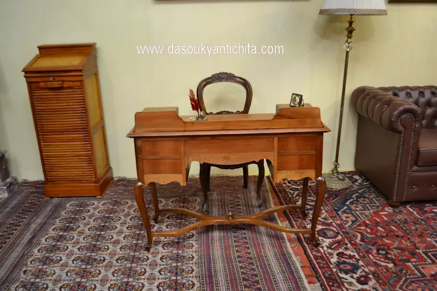Scrittoio da centro con alzatina stile Barocchetto XX sec, in legno - Foto 3