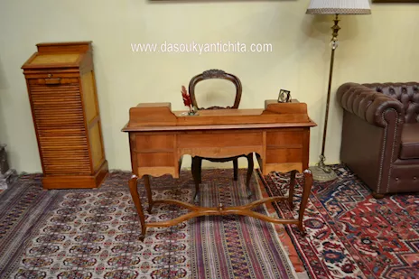 Scrittoio da centro con alzatina stile Barocchetto XX sec, in legno - Anteprima 3
