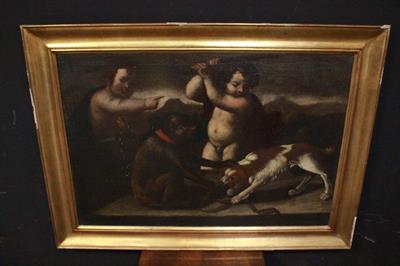 Quadro scena seicentesca romana olio su tela 128x94 cm