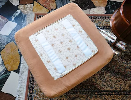 2 Pouf poggiapiedi cuscino sfoderabile imbottito, colore marrone - Foto 5