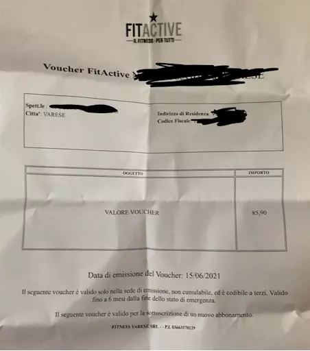 Fitactive Voucher abbonamento palestra
