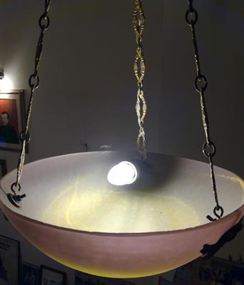 Lampadario in patè de ver montatura in bronzo - Foto 4