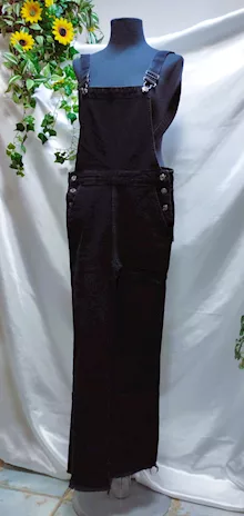Salopette pantaloni jeans straight neri Pull&Bear Tg. M