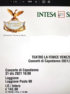 Concerto di Capodanno la Fenice Venezia 31/12