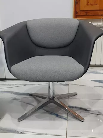 Elegante sedia poltrona, VERA PELLE ed acciaio cromato sedus - Foto 6