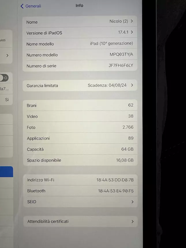 Foto 3Apple iPad 10 Wifi 64 gb argento 10 generazione