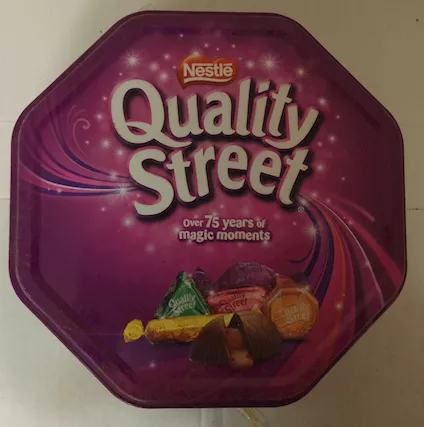 Quality Street scatola latta esagonale grande da collezione