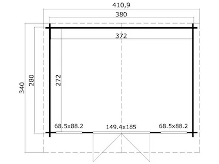Casetta in Legno 400x300x234h Senza pavimento mq 12 - mode, peso 690 kg - Foto 3