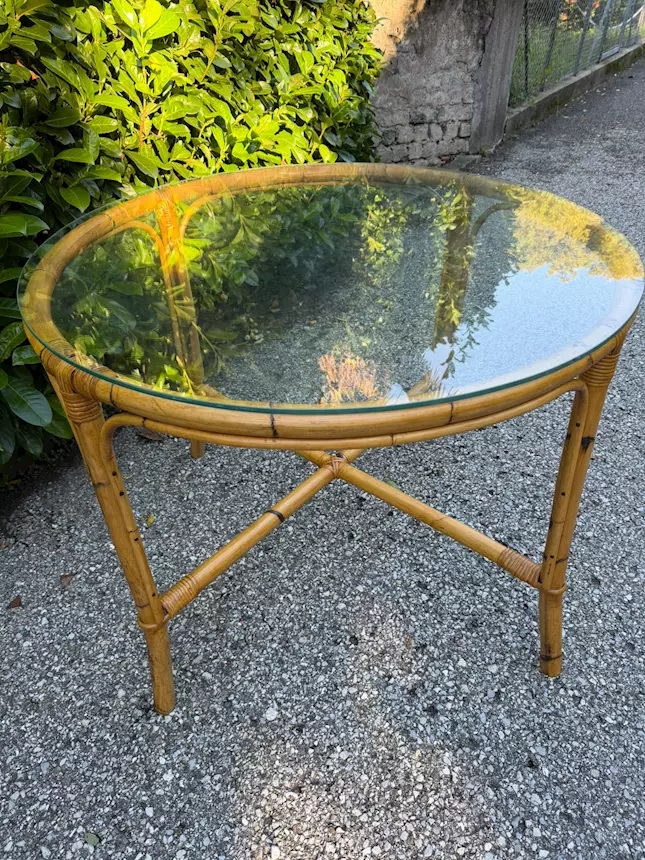 Tavolo rotondo Ø102cm in vero Bambù, tipo Vienna, in ottime condizioni - Foto 1