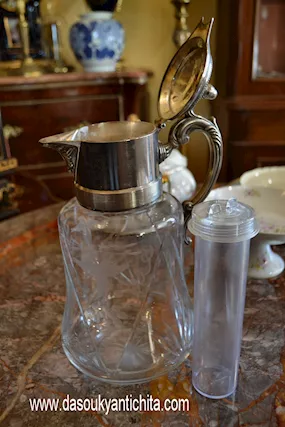 Caraffa in cristallo con porta-ghiaccio vintage anni 40/50, in ottime condizioni - Foto 2