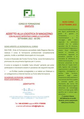 CORSO GRATUITO ADDETTO MAGAZZINO CON ABILITAZIONE MULETTO