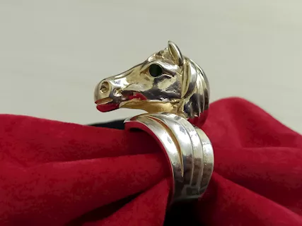 ANELLO CAVALLO IN ARGENTO 925 PLACCATO ORO 18K, LEGGERE TUTT, modello si - Foto 2