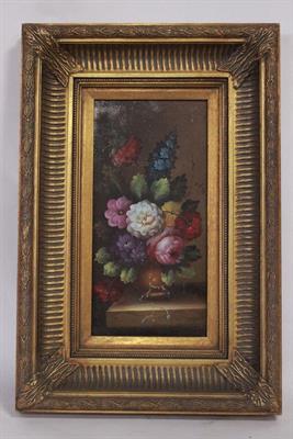 Quadro olio su tavola di natura morta con cornice