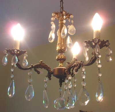 LAMPADARIO CHANDELIER OTTONE BRUNITO 3 LUCI, ottimo stato - Foto 4