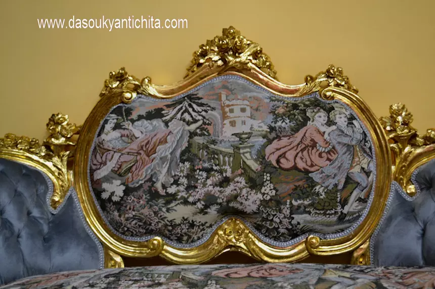 Divano sofà corbeille stile Luigi XV rococò, in legno - Foto 5