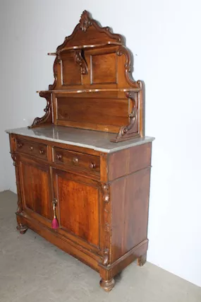Antica credenza piattaia L. Filippo noce 1860. Marmo Mis 132 - Foto 4