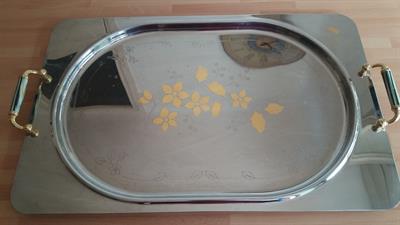 Vassoio inox rettangolare ricamato