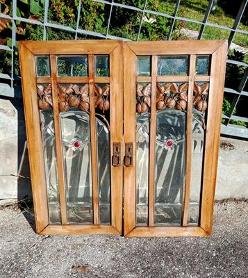 Finestra di credenza antica, in legno, in ottime condizioni - Foto 2