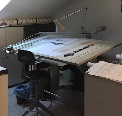 Tavolo da disegno con tecnigrafo vintage, tipo professionale - Foto 2