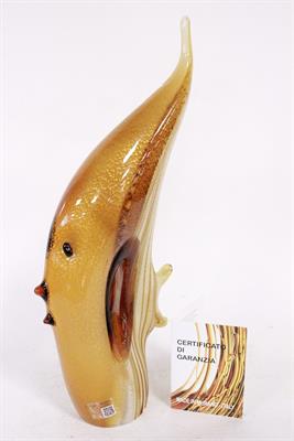 Scultura di pesce vetro di Murano marrone firmato Costantini, colore che - Foto 3