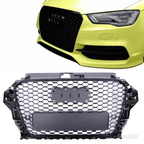 GRIGLIA NIDO D'APE NO LOGO COMPATIBILE CON AUDI A3 8V RESTYLING (BORDO NERO)