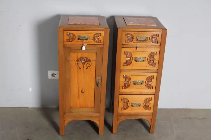 Antica Coppia di comodini credenzini Liberty 1930 - Foto 9