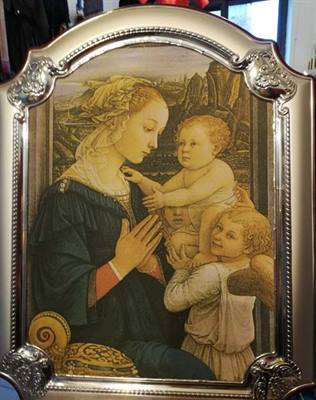 Quadro madonna con angeli, in legno - Anteprima 1