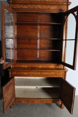 Antica Libreria Carlo X in noce 1830 Lombardia con intarsi - Foto 6