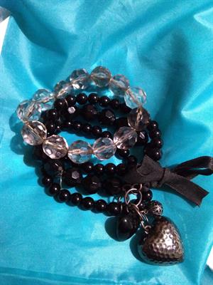 Bigiotteria vintage 4 bracciali di cristalli con 2 cuori