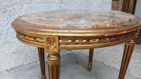 Antico tavolino ovale in stile Luigi XVI, in legno - Anteprima 4