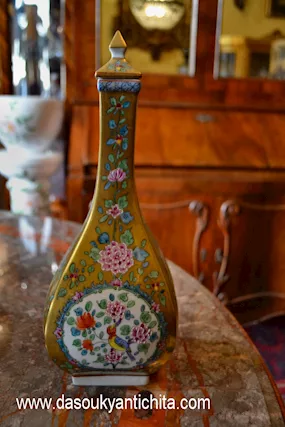 Vaso in porcellana policroma di Desdra del XX sec, ottimo stato - Foto 4