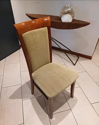 Sedie in legno stile impero con sedile e schienale imbottiti