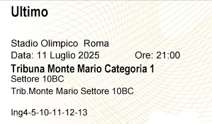 Tre Biglietti concerto Ultimo Roma Venerdì 11 Luglio