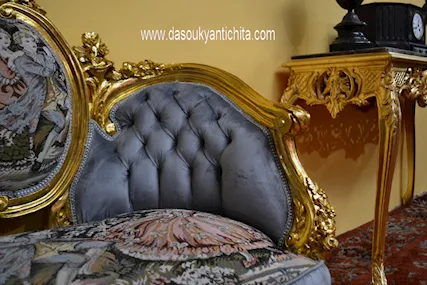 Divano sofà corbeille stile Luigi XV rococò, in legno - Foto 6