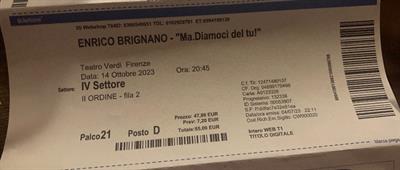 Brignano -biglietto per questo sabato