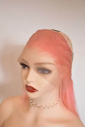 Lace front Parrucca corta con veri capelli rosa - Foto 4