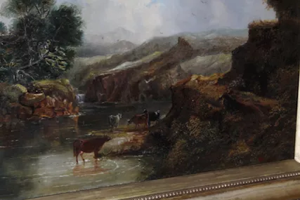 Antico dipinto olio su tela paesaggio epoca XIX secolo, ottimo stato - Foto 5