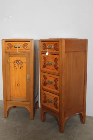 Antica Coppia di comodini credenzini Liberty 1930 - Foto 6