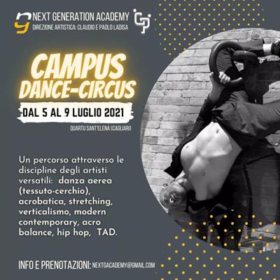 N.G.A. CAMPUS DANCE e CIRCUS DAL 05 AL 09 LUGLIO 2021