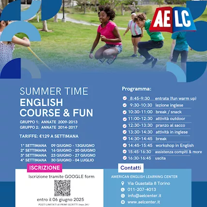 Corsi e attività in inglese dalle 8:45- 16:45