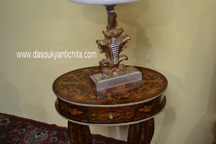 Tavolino ovale intarsiato stile neoclassico - Foto 5
