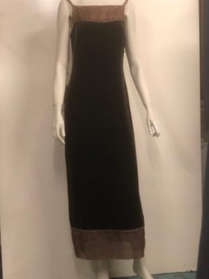 Philosophy abito lungo elegante velluto liscio marrone 42
