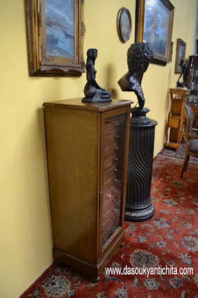 Schedario-classificatore stile inglese a vetrina 12 cassetti - Foto 4