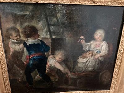 Antica coppia di dipinti epoca XVIII sec Gioco Di Putti - Foto 5