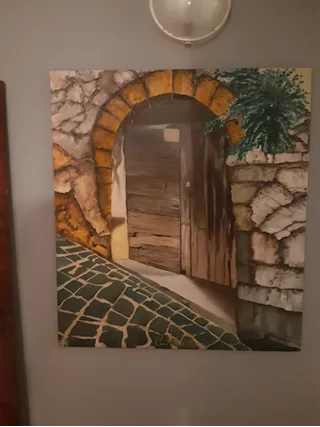 Quadro portone antico tecnica olio materico