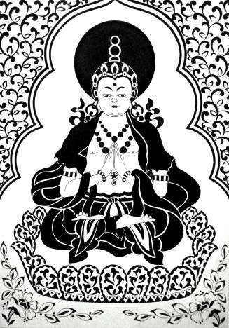Litografia raffigurante Buddha cm
