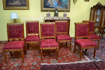 Gruppo di sei sedie-poltrone stile olandese