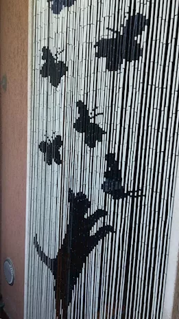 Tenda di bambù nuova disegno con gatto e farfalle
